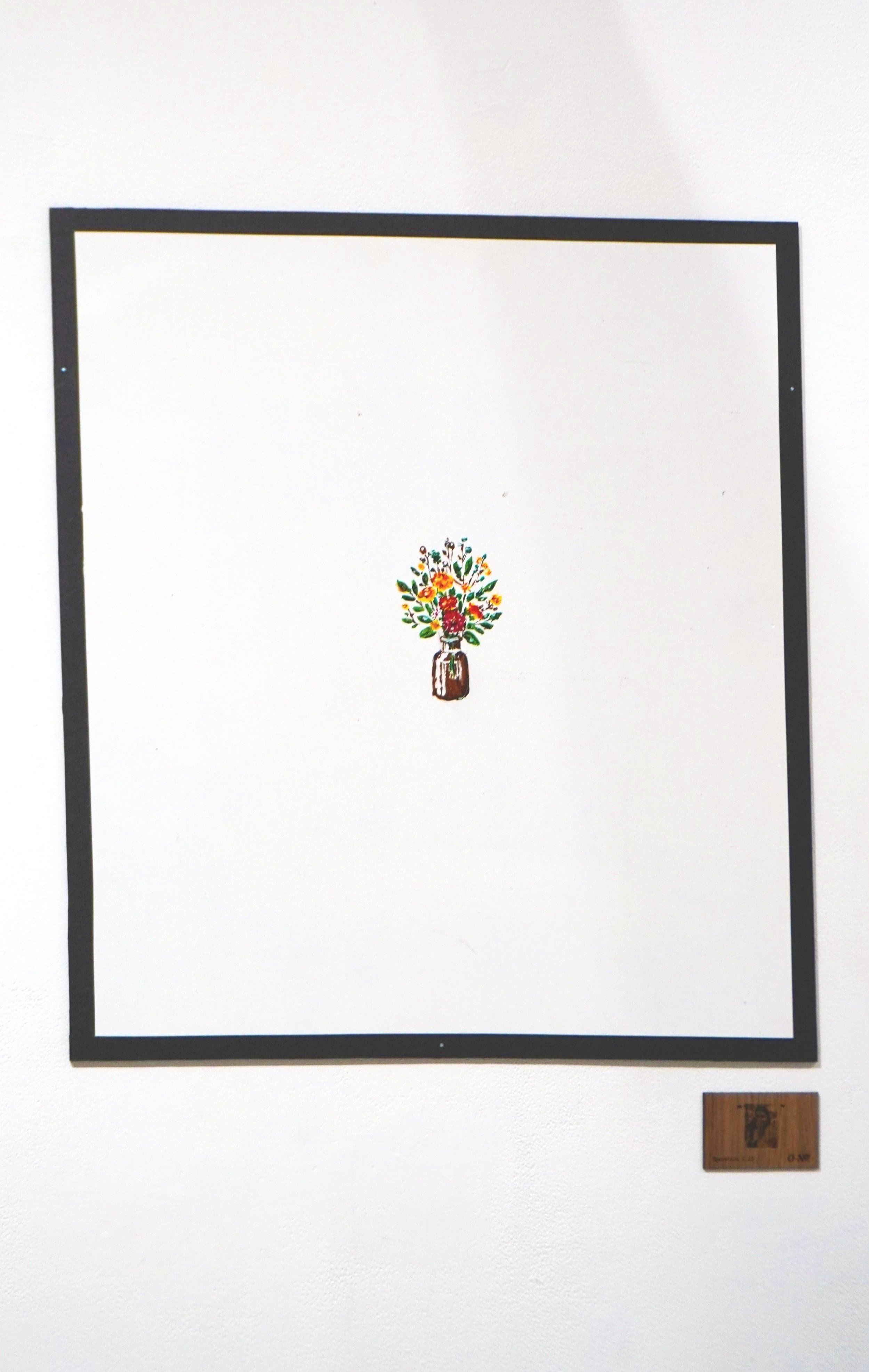 “:)” - hand-painted on white panel